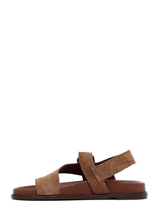 Kadın Vizon Parmak Arası Süet Deri Sandalet 25SFD551310 - Görsel 3