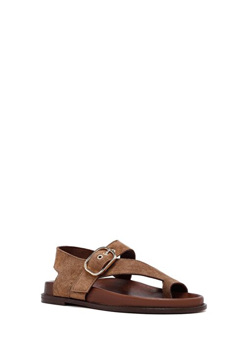 Kadın Vizon Parmak Arası Süet Deri Sandalet 25SFD551310 - Görsel 7