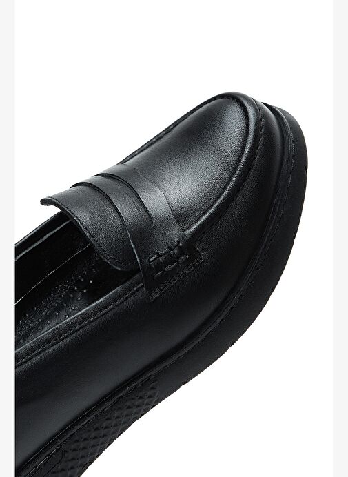 Kadın Siyah Deri Comfort Loafer 25AFD410018 - Görsel 8