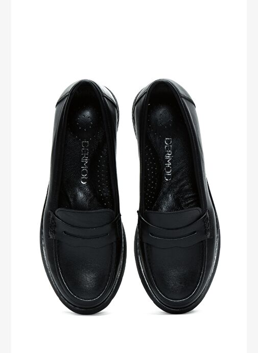 Kadın Siyah Deri Comfort Loafer 25AFD410018 - Görsel 7