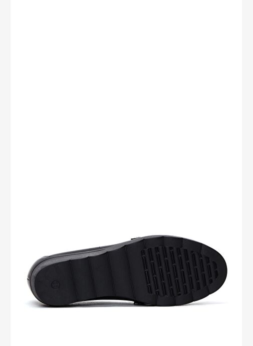 Kadın Siyah Tokalı Dolgu Topuklu Deri Loafer 25AFD410118 - Görsel 5