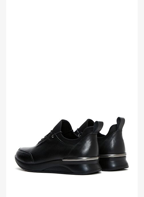 Kadın Siyah Bağcıklı Deri Casual Ayakkabı 25AFD410418 - Görsel 6