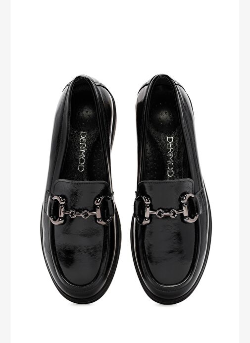 Kadın Siyah Tokalı Rugan Deri Comfort Loafer 25AFD410216 - Görsel 8