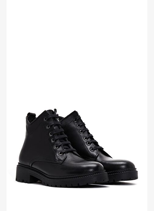 Kadın Siyah Fermuarlı Casual Deri Bot 25WFD410818 - Görsel 5