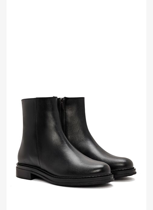 Kadın Siyah Fermuarlı Deri Bot 25WFD410618 - Görsel 5