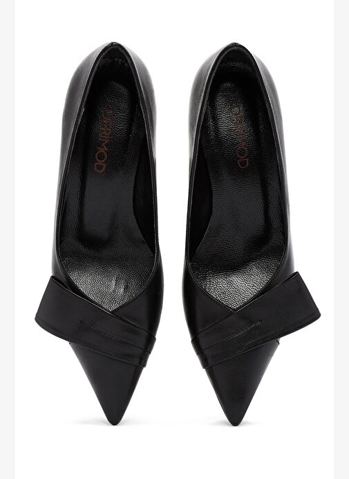 Kadın Siyah Kısa İnce Topuklu Deri Ayakkabı 25AFD130118 - Görsel 9