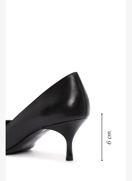 Kadın Siyah Kısa İnce Topuklu Deri Ayakkabı 25AFD130118 - Görsel 3