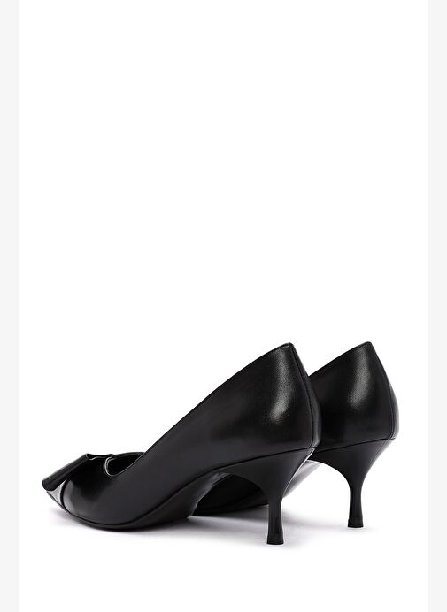 Kadın Siyah Kısa İnce Topuklu Deri Ayakkabı 25AFD130118 - Görsel 7