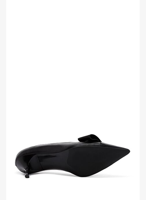 Kadın Siyah Kısa İnce Topuklu Deri Ayakkabı 25AFD130118 - Görsel 6