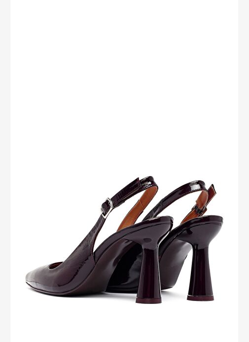 Kadın Bordo Arkası Açık Kalın Topuklu Deri Ayakkabı 25AFD130216 - Görsel 7