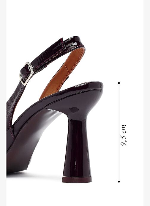 Kadın Bordo Arkası Açık Kalın Topuklu Deri Ayakkabı 25AFD130216 - Görsel 3