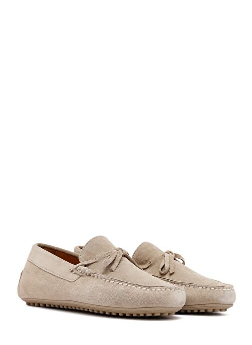 Erkek Bej Süet Deri Loafer 25SFD633110 - Görsel 4