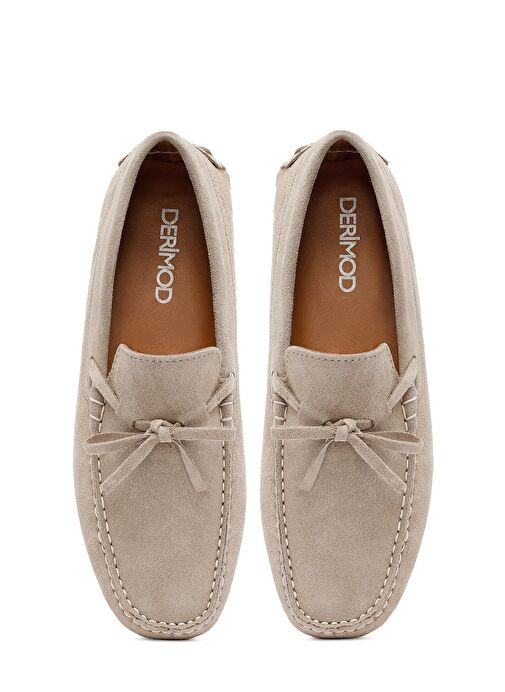 Erkek Bej Süet Deri Loafer 25SFD633110 - Görsel 8