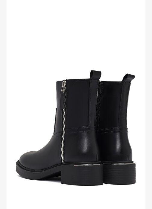 Kadın Siyah Fermuarlı Deri Bot 25WFD185518 - Görsel 7