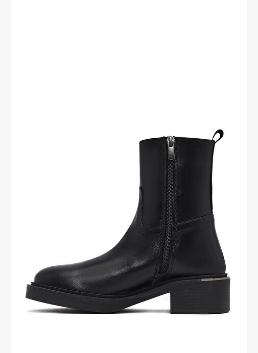 Kadın Siyah Fermuarlı Deri Bot 25WFD185518 - Görsel 3