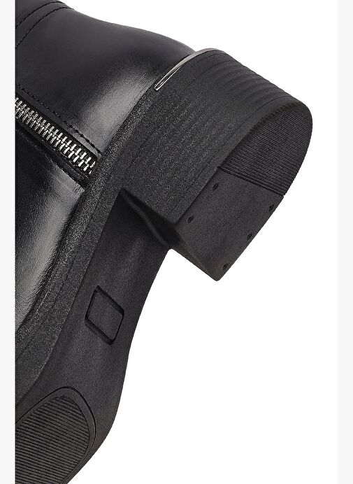 Kadın Siyah Fermuarlı Deri Bot 25WFD185518 - Görsel 9