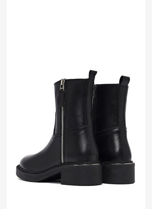 Kadın Siyah Fermuarlı Deri Bot 25WFD185518 - Görsel 7