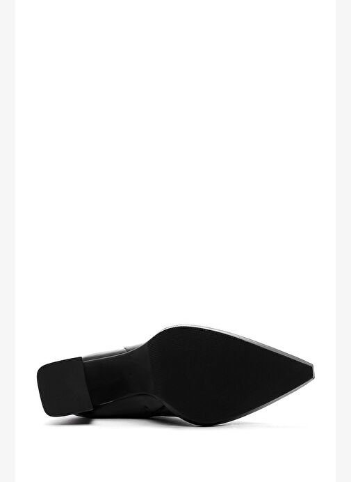 Kadın Siyah Fermuarlı Kalın Topuklu Deri Çizme 25WFD131618 - Görsel 7