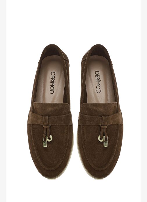 Kadın Taba Aksesuarlı Süet Deri Loafer 25SFD133110 - Görsel 8