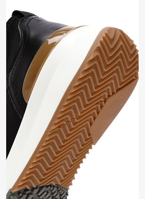 Erkek Siyah Bağcıklı Kalın Tabanlı Deri Casual Sneaker 25WFD690718 - Görsel 9