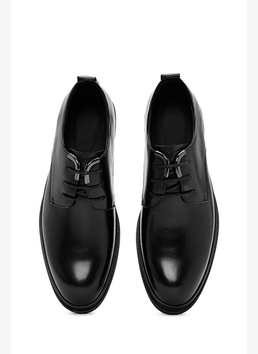 Erkek Siyah Bağcıklı Deri Klasik Ayakkabı 25WFD690818 - Görsel 8