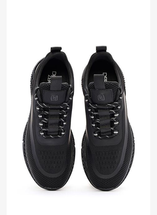 Derimod Zero Erkek Siyah Kalın Tabanlı Bağcıklı Kumaş Sneaker 25WFD69106F - Görsel 8
