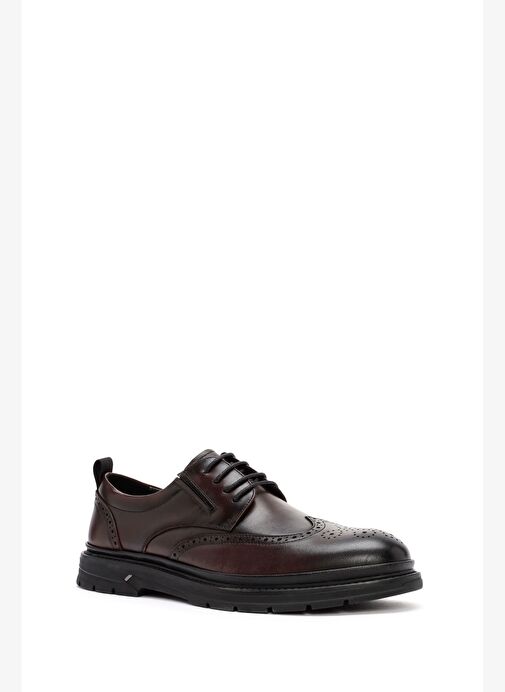 Erkek Kahverengi Bağcıklı Deri Casual Ayakkabı 25WFD691918 - Görsel 7