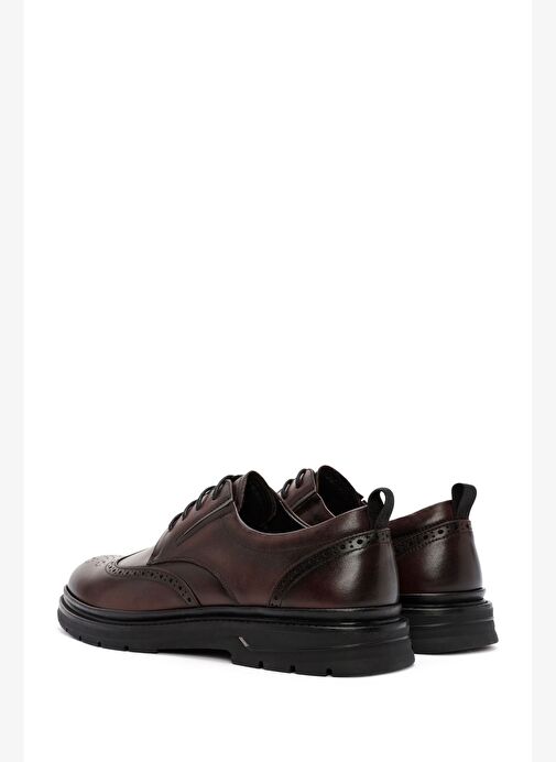 Erkek Kahverengi Bağcıklı Deri Casual Ayakkabı 25WFD691918 - Görsel 6