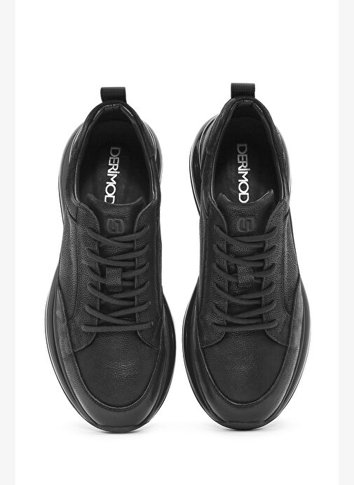 Erkek Siyah Bağcıklı Nubuk Deri Sneaker 25WFD6923V3 - Görsel 7