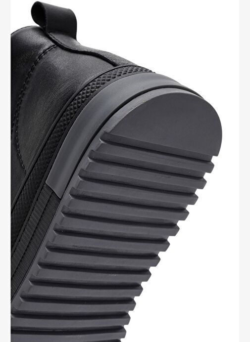 Erkek Siyah Fermuarlı Deri Spor Bot 25WFD692918 - Görsel 9