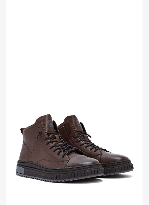 Erkek Kahverengi Fermuarlı Deri Spor Bot 25WFD692918 - Görsel 5