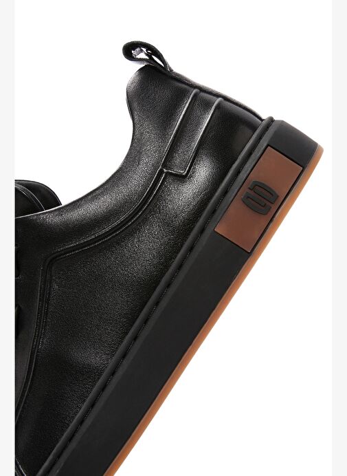 Erkek Siyah Bağcıklı Deri Sneaker 25WFD693418 - Görsel 9