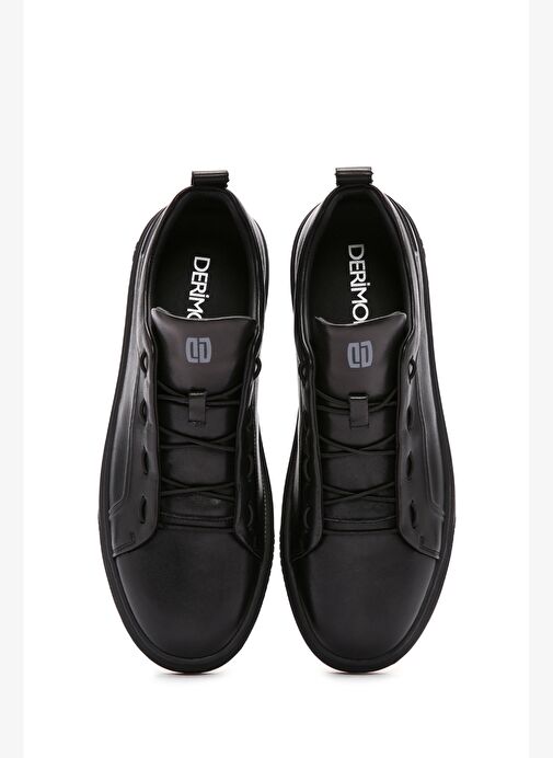 Erkek Siyah Bağcıklı Deri Sneaker 25WFD693418 - Görsel 8