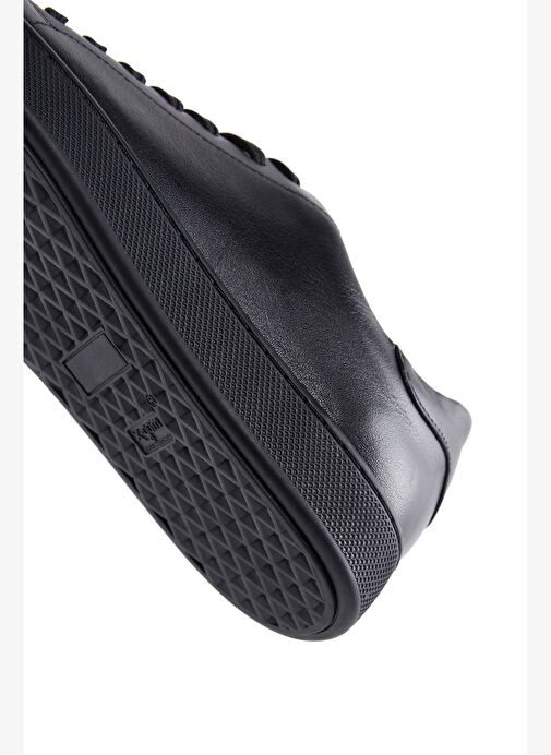 Erkek Siyah Bağcıklı Deri Sneaker 25WFD640618 - Görsel 8