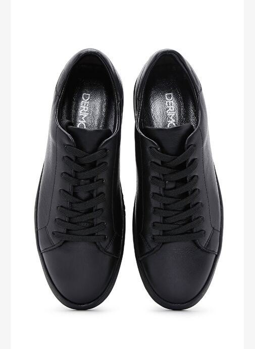 Erkek Siyah Bağcıklı Deri Sneaker 25WFD640618 - Görsel 7