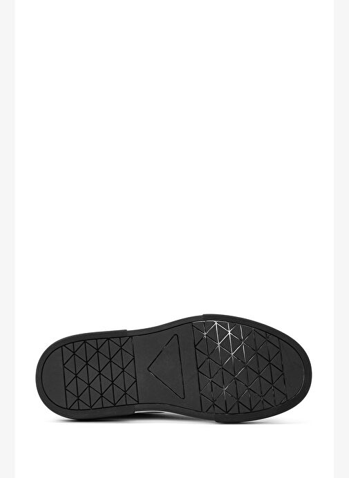 Erkek Siyah Bağcıklı Kalın Tabanlı Deri Sneaker 25WFD6408FT - Görsel 5
