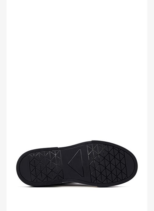 Erkek Lacivert Bağcıklı Kalın Tabanlı Deri Sneaker 25WFD6408FT - Görsel 5