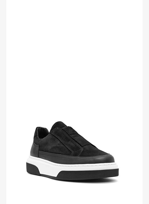Erkek Siyah Kalın Tabanlı Süet Deri Sneaker 25WFD641310 - Görsel 7