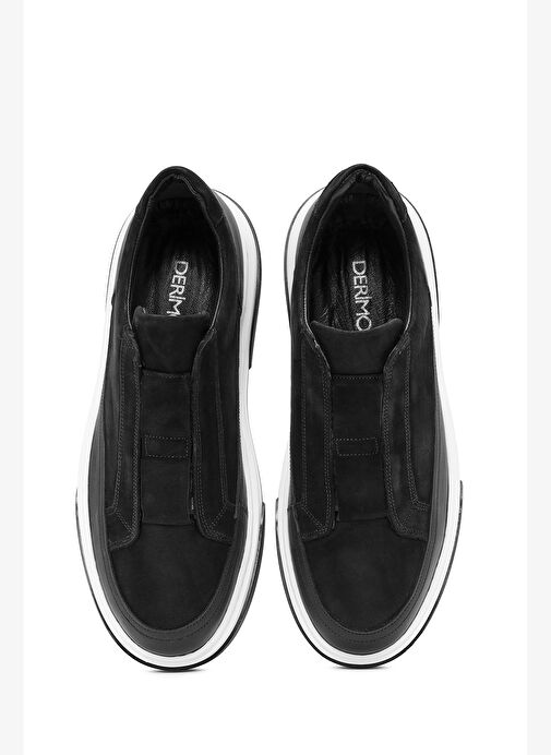 Erkek Siyah Kalın Tabanlı Süet Deri Sneaker 25WFD641310 - Görsel 8