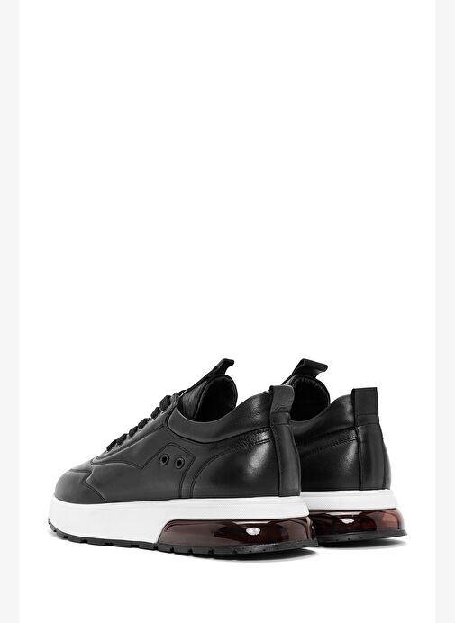 Erkek Siyah Bağcıklı Kalın Tabanlı Deri Sneaker 25WFD642318 - Görsel 6