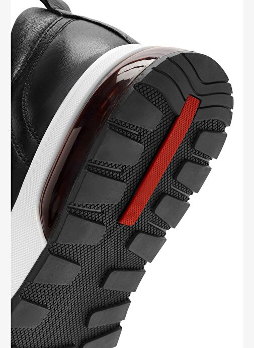 Erkek Siyah Bağcıklı Kalın Tabanlı Deri Sneaker 25WFD642318 - Görsel 9