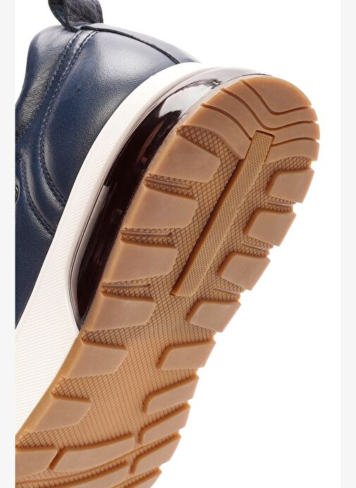 Erkek Lacivert Bağcıklı Kalın Tabanlı Deri Sneaker 25WFD642318 - Görsel 9