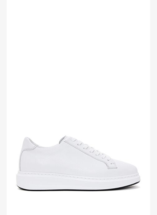 Erkek Beyaz Bağcıklı Deri Sneaker 25WFD640718 - Görsel 2