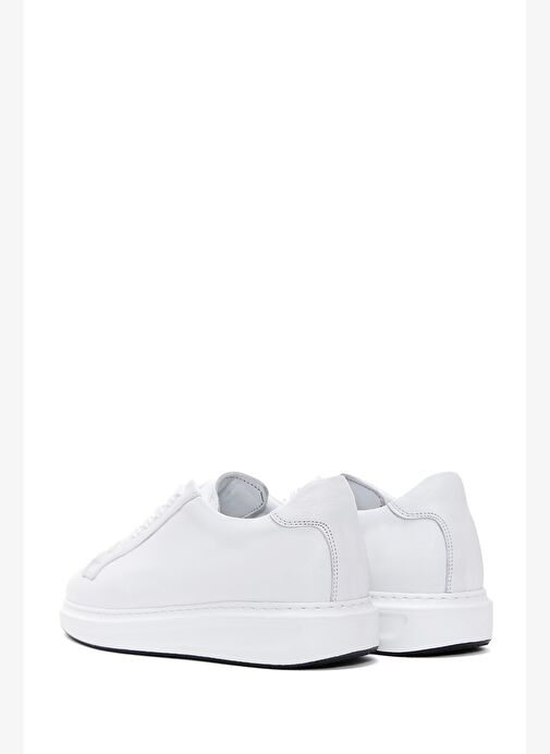 Erkek Beyaz Bağcıklı Deri Sneaker 25WFD640718 - Görsel 6