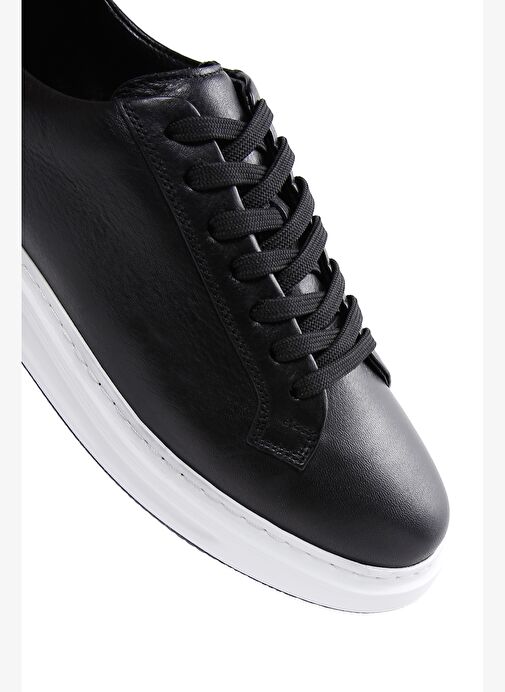 Erkek Siyah Bağcıklı Deri Sneaker 25WFD640718 - Görsel 9