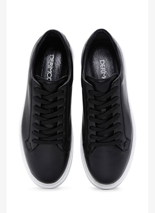 Erkek Siyah Bağcıklı Deri Sneaker 25WFD640718 - Görsel 7