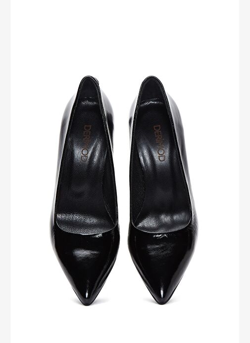 Kadın Siyah Topuklu Rugan Deri Ayakkabı 25AFD130016 - Görsel 8