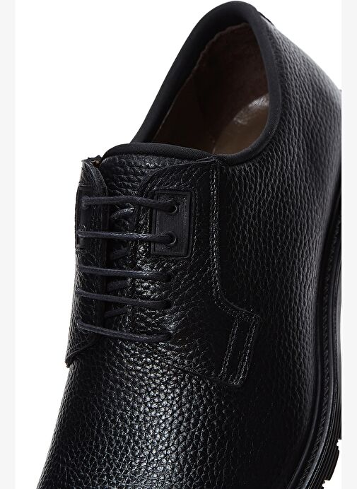 Erkek Siyah Bağcıklı Deri Klasik Ayakkabı 25WFD6007FT - Görsel 8