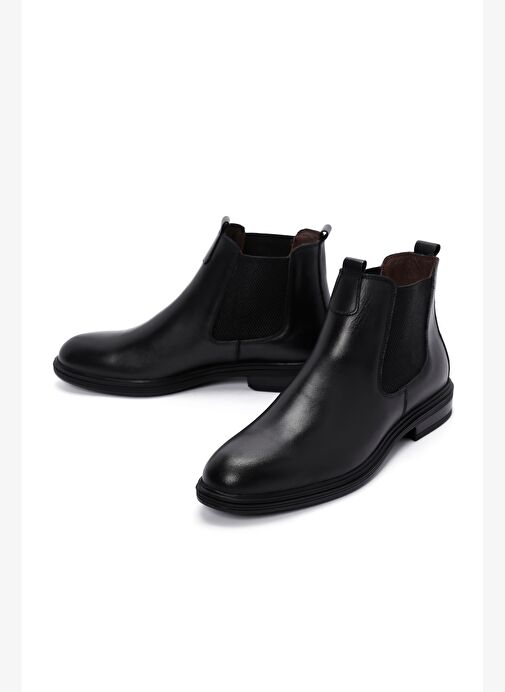 Erkek Siyah Deri Chelsea Bot 25WFD670518 - Görsel 4
