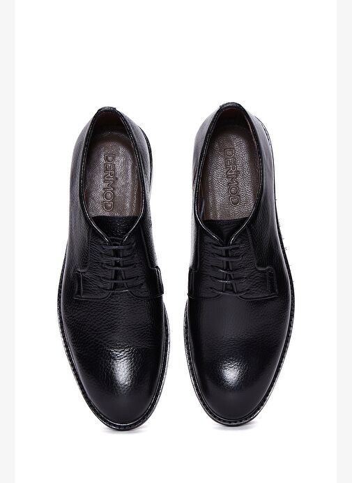 Erkek Siyah Bağcıklı Deri Klasik Ayakkabı 25WFD6004FT - Görsel 7
